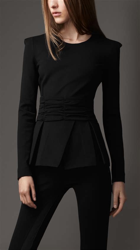 burberry black silk pleated blouse m us 6|BURBERRY Pleated Silk Blouse .